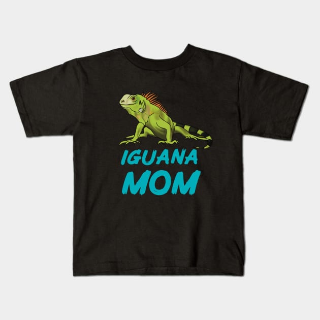 Iguana Mom for Iguana Lovers, Blue Kids T-Shirt by Mochi Merch